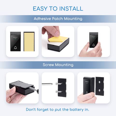 Kit campanello digitale wireless DC bianco, nero Aigostar 11x7xH.2,6/7,2x2x4 cm - 197957